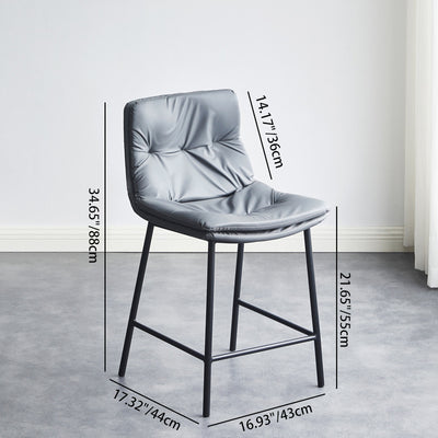 Contemporary Scandinavian Leather Carbon Steel Arched Bar Stool With Backrest For Dining Room & Living Room