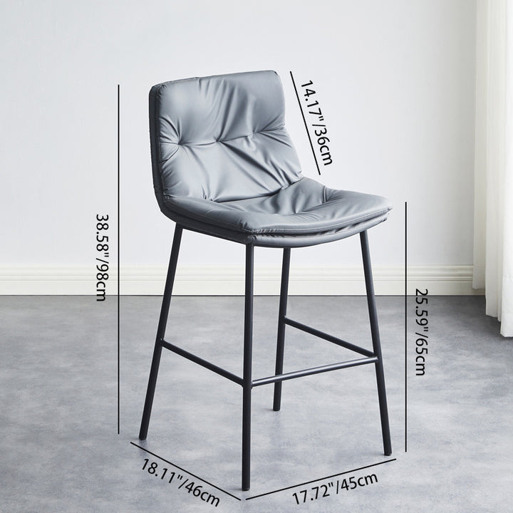 Tabouret de bar contemporain en cuir artificiel scandinave en acier au carbone avec dossier pour salle à manger et salon 