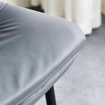 Contemporary Scandinavian Leather Carbon Steel Arched Bar Stool With Backrest For Dining Room & Living Room