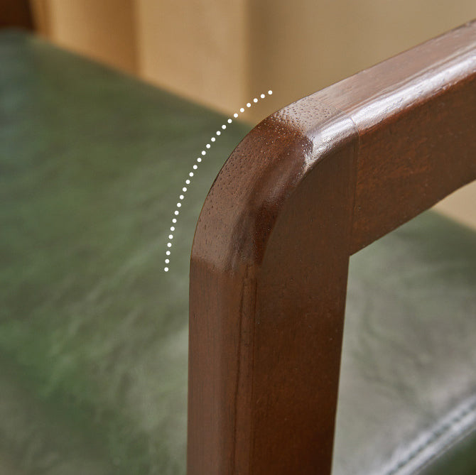 Moderner minimalistischer Leder Massivholz Trapezbank Schuhhocker mit Armlehne 1-Regal für Wohnzimmer 