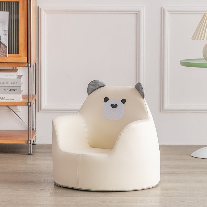 モダンアールデコウッドレザー動物型キッズチェア、背もたれとアームレスト付き、寝室とリビングルーム用 
