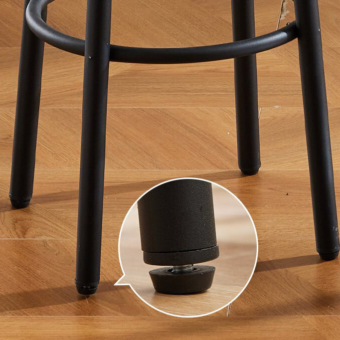 Tabouret de bar rond en bois et fer minimaliste moderne avec repose-pieds pour salon et salle à manger 