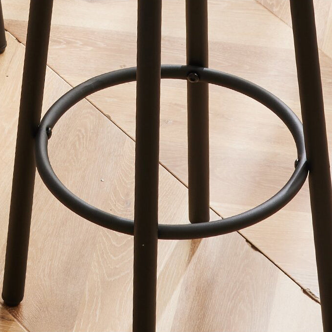 Tabouret de bar rond en bois et fer minimaliste moderne avec repose-pieds pour salon et salle à manger 