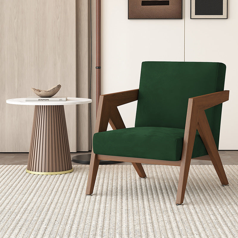 Silla de acento cuadrada de madera de caucho china tradicional con tela de lino y terciopelo con respaldo y reposabrazos para sala de estar 