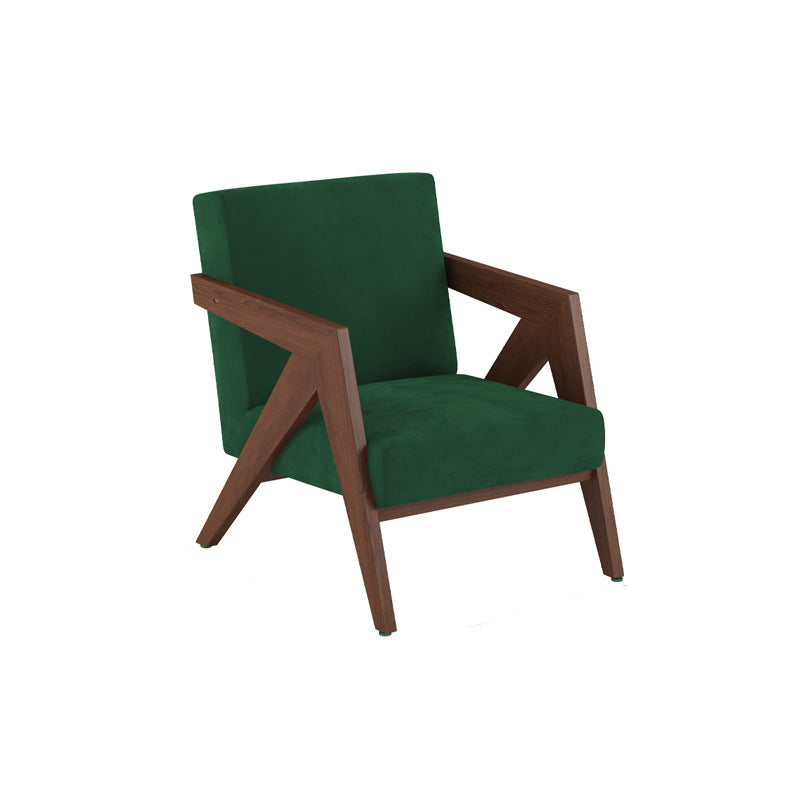 Silla de acento cuadrada de madera de caucho china tradicional con tela de lino y terciopelo con respaldo y reposabrazos para sala de estar 