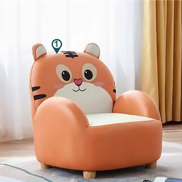 Moderner Art Deco Kinderstuhl aus Kunstleder und Massivholz in Tiger- und Bärenform mit Rückenlehne und Armlehnen für Schlafzimmer und Wohnzimmer 