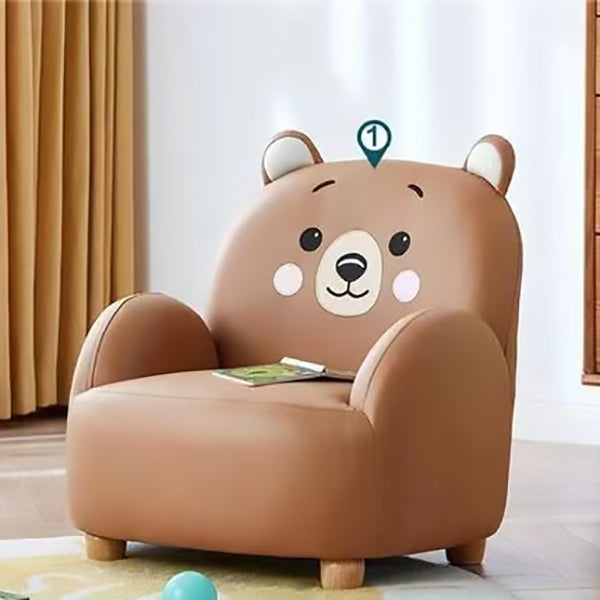 Moderner Art Deco Kinderstuhl aus Kunstleder und Massivholz in Tiger- und Bärenform mit Rückenlehne und Armlehnen für Schlafzimmer und Wohnzimmer 