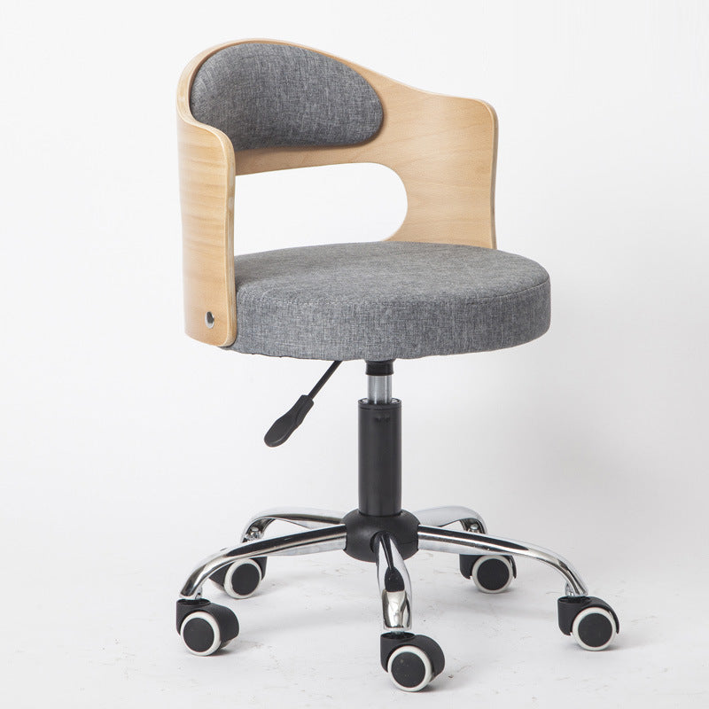 Moderner minimalistischer Baumwoll-Leinen PU-Leder Tech-Stoff Eisen Hohl Rund Schreibtischstuhl mit Rückenlehne für Wohnzimmer 