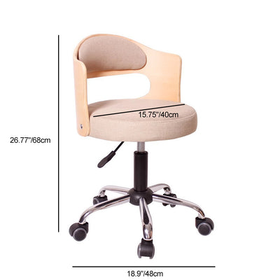 Moderner minimalistischer Baumwoll-Leinen PU-Leder Tech-Stoff Eisen Hohl Rund Schreibtischstuhl mit Rückenlehne für Wohnzimmer 