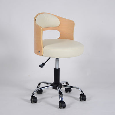 Moderner minimalistischer Baumwoll-Leinen PU-Leder Tech-Stoff Eisen Hohl Rund Schreibtischstuhl mit Rückenlehne für Wohnzimmer 