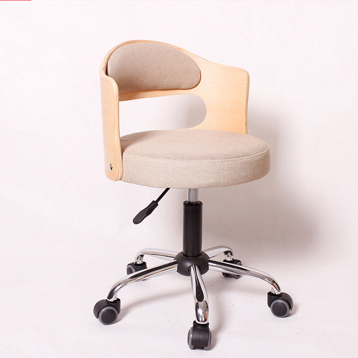 Moderner minimalistischer Schreibtischstuhl aus Baumwoll-Leinen, PU-Leder, synthetischem Stoff und Eisen, mit hohlem, rundem Design und Rückenlehne für das Wohnzimmer 