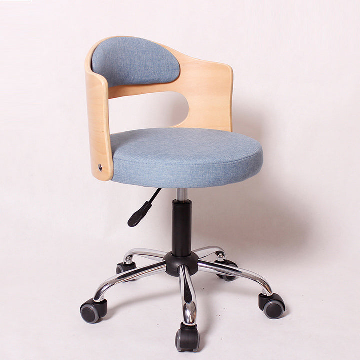 Moderner minimalistischer Schreibtischstuhl aus Baumwoll-Leinen, PU-Leder, synthetischem Stoff und Eisen, mit hohlem, rundem Design und Rückenlehne für das Wohnzimmer 