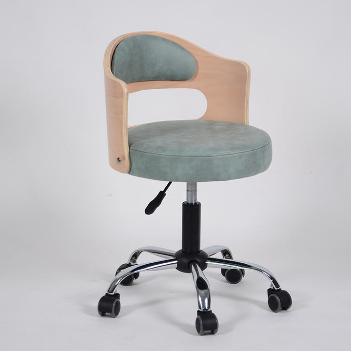 Moderner minimalistischer Schreibtischstuhl aus Baumwoll-Leinen, PU-Leder, synthetischem Stoff und Eisen, mit hohlem, rundem Design und Rückenlehne für das Wohnzimmer 