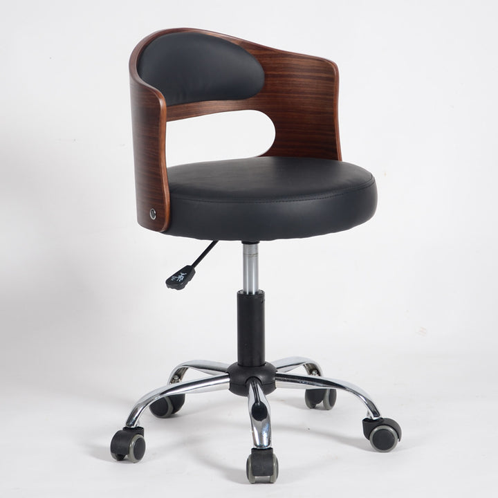 Moderner minimalistischer Schreibtischstuhl aus Baumwoll-Leinen, PU-Leder, synthetischem Stoff und Eisen, mit hohlem, rundem Design und Rückenlehne für das Wohnzimmer 