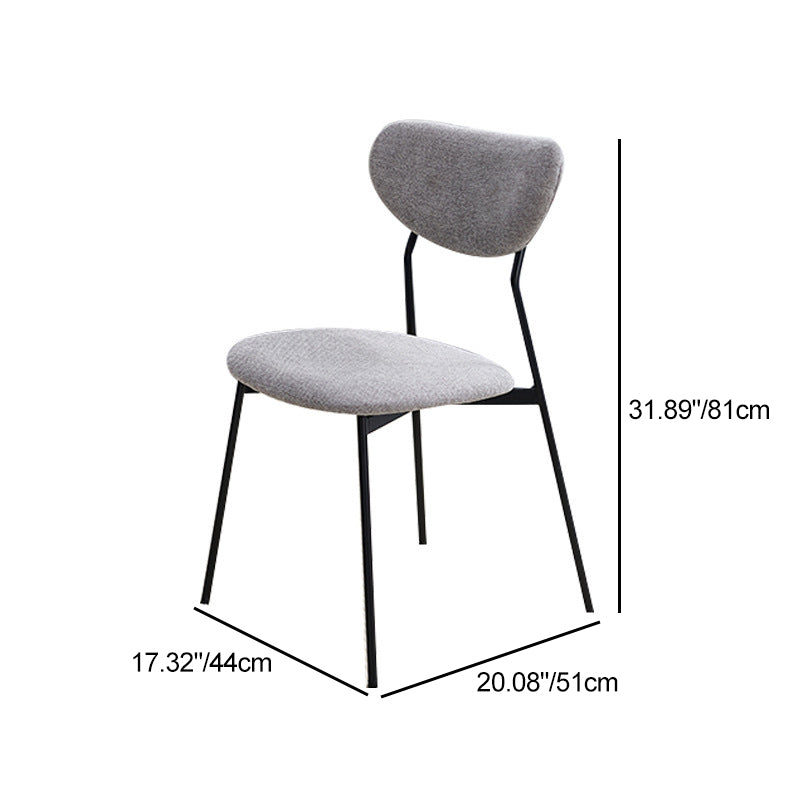 Chaise de salle à manger en lin scandinave contemporain en fer semi-ronde avec dossier pour salon et salle à manger 