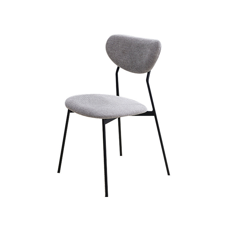 Silla de comedor semicircular de hierro de lino escandinavo contemporáneo con respaldo para sala de estar y comedor 