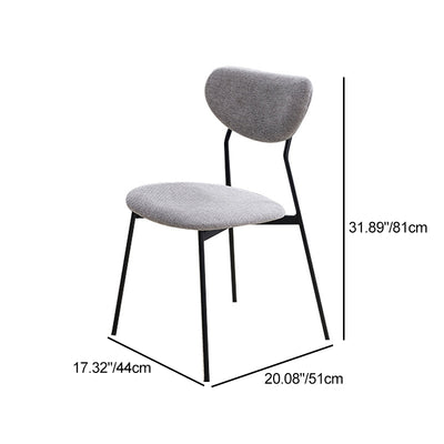 Silla de comedor semicircular de hierro de lino escandinavo contemporáneo con respaldo para sala de estar y comedor 