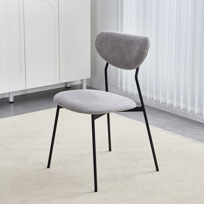 Silla de comedor semicircular de hierro de lino escandinavo contemporáneo con respaldo para sala de estar y comedor 