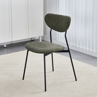 Silla de comedor semicircular de hierro de lino escandinavo contemporáneo con respaldo para sala de estar y comedor 