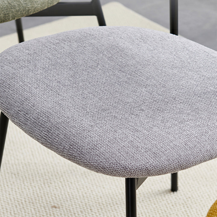 Chaise de salle à manger en lin scandinave contemporain en fer semi-ronde avec dossier pour salon et salle à manger 