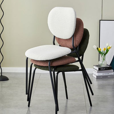 Silla de comedor redonda de hierro de terciopelo escandinavo contemporáneo con respaldo para sala de estar 