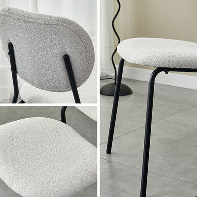 Silla de comedor redonda de hierro de terciopelo escandinavo contemporáneo con respaldo para sala de estar 
