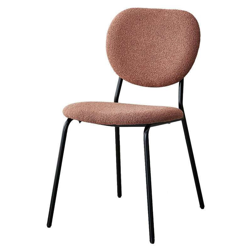 Silla de comedor redonda de hierro de terciopelo escandinavo contemporáneo con respaldo para sala de estar 