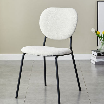 Silla de comedor redonda de hierro de terciopelo escandinavo contemporáneo con respaldo para sala de estar 