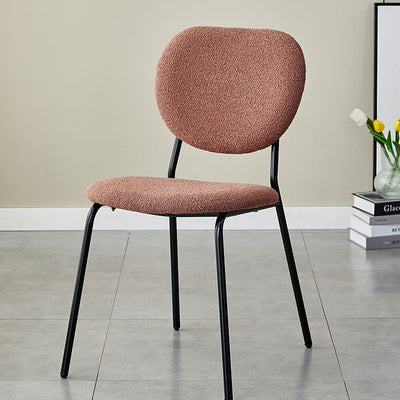 Silla de comedor redonda de hierro de terciopelo escandinavo contemporáneo con respaldo para sala de estar 