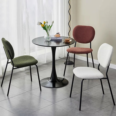 Silla de comedor redonda de hierro de terciopelo escandinavo contemporáneo con respaldo para sala de estar 