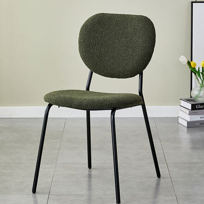 Silla de comedor redonda de hierro de terciopelo escandinavo contemporáneo con respaldo para sala de estar 