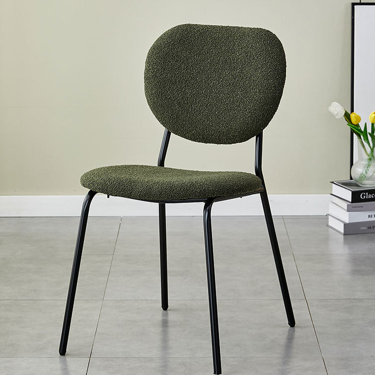 Silla de comedor redonda de hierro de terciopelo escandinavo contemporáneo con respaldo para sala de estar 