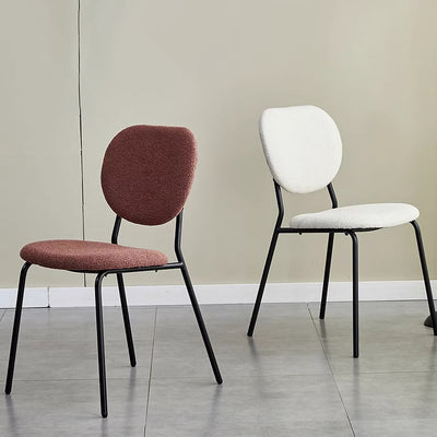 Silla de comedor redonda de hierro de terciopelo escandinavo contemporáneo con respaldo para sala de estar 