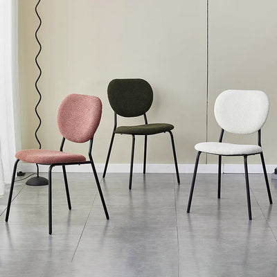 Silla de comedor redonda de hierro de terciopelo escandinavo contemporáneo con respaldo para sala de estar 