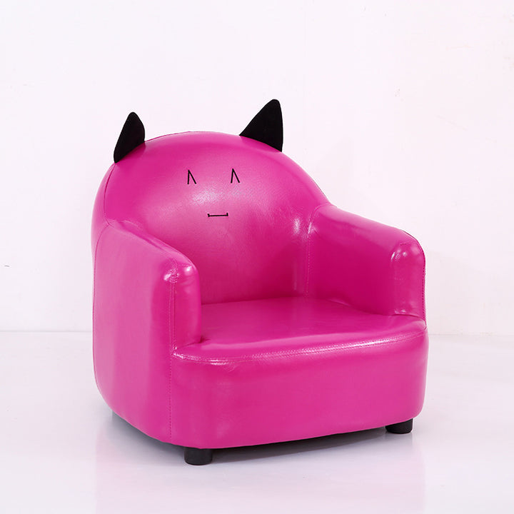 モダンアールデコ風オイルワックスレザーソリッドウッド動物型キッズアクセントチェア（背もたれ＆アームレスト付き）ベッドルーム＆リビングルーム用 