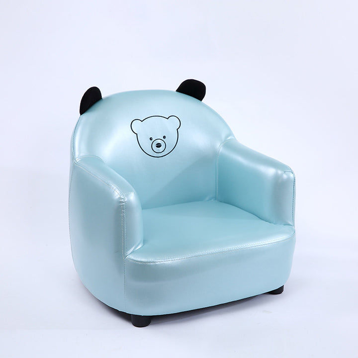 モダンアールデコ風オイルワックスレザーソリッドウッド動物型キッズアクセントチェア（背もたれ＆アームレスト付き）ベッドルーム＆リビングルーム用 