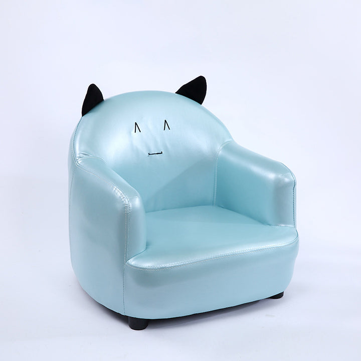 モダンアールデコ風オイルワックスレザーソリッドウッド動物型キッズアクセントチェア（背もたれ＆アームレスト付き）ベッドルーム＆リビングルーム用 