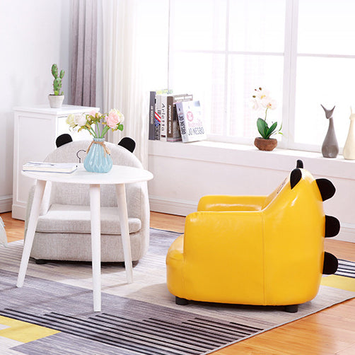 Moderner Art-Deco-Stuhl für Kinder aus ölgewachstem Leder und massivem Holz in Tierform mit Rückenlehne und Armlehnen für Schlafzimmer und Wohnzimmer 