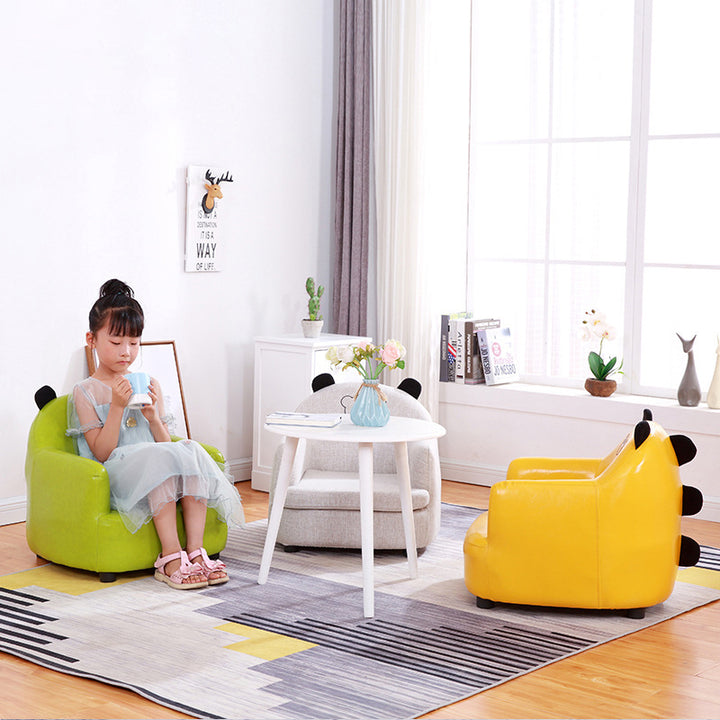 Chaise d'appoint pour enfants en bois massif au style Art déco moderne, en cuir synthétique ciré façon huile, en forme d'animal, avec dossier et accoudoirs, pour chambre et salon 