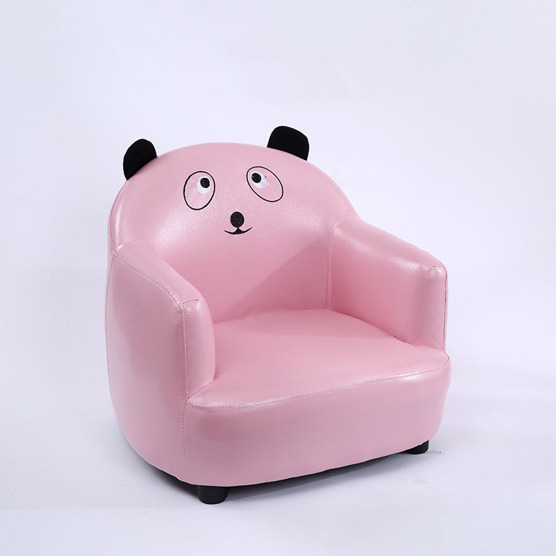 モダンアールデコ風オイルワックスレザーソリッドウッド動物型キッズアクセントチェア（背もたれ＆アームレスト付き）ベッドルーム＆リビングルーム用 