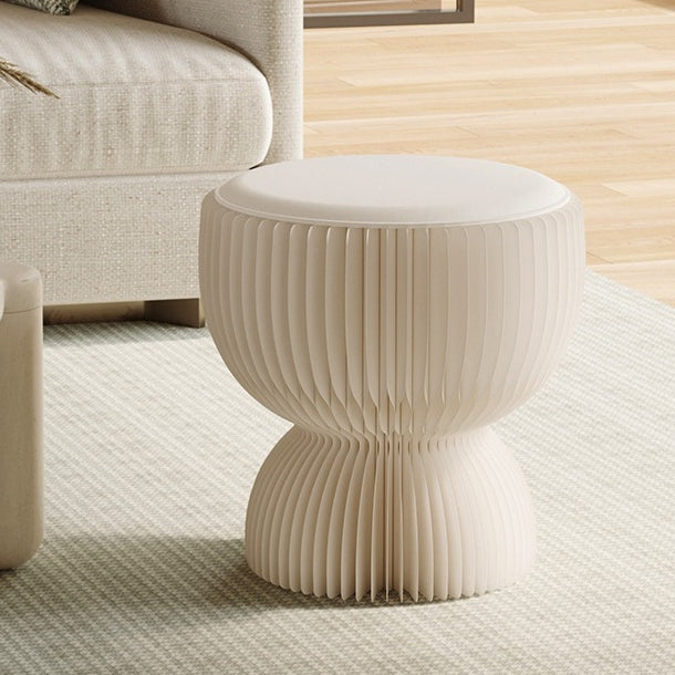 Contemporary Creative PU Leather Kraft Paper Round Cylinder Foldable Low Stool For Bedroom &amp; Living Room