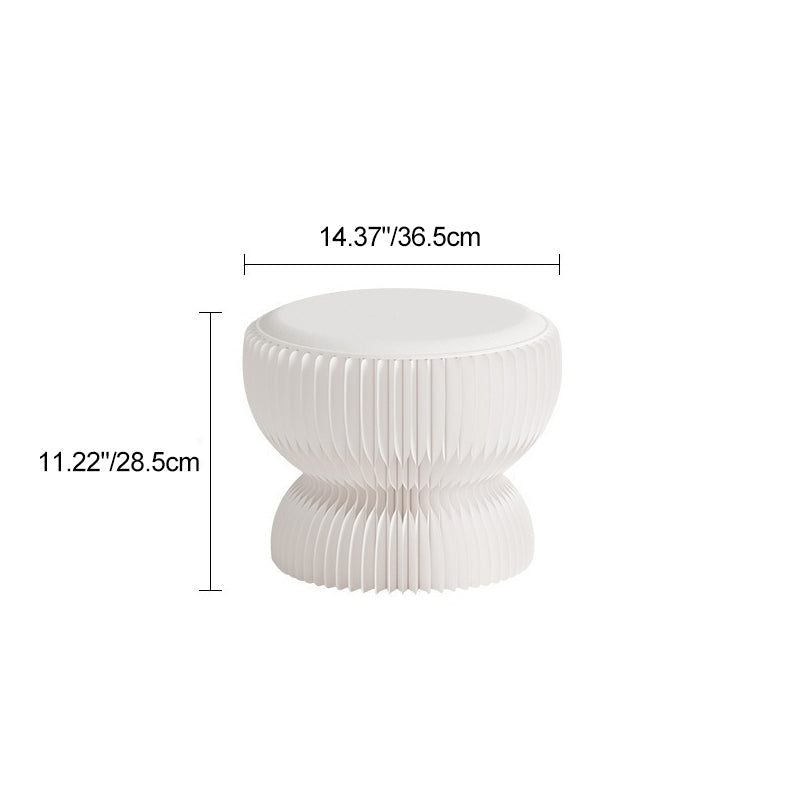 Contemporary Creative PU Leather Kraft Paper Round Cylinder Foldable Low Stool For Bedroom &amp; Living Room