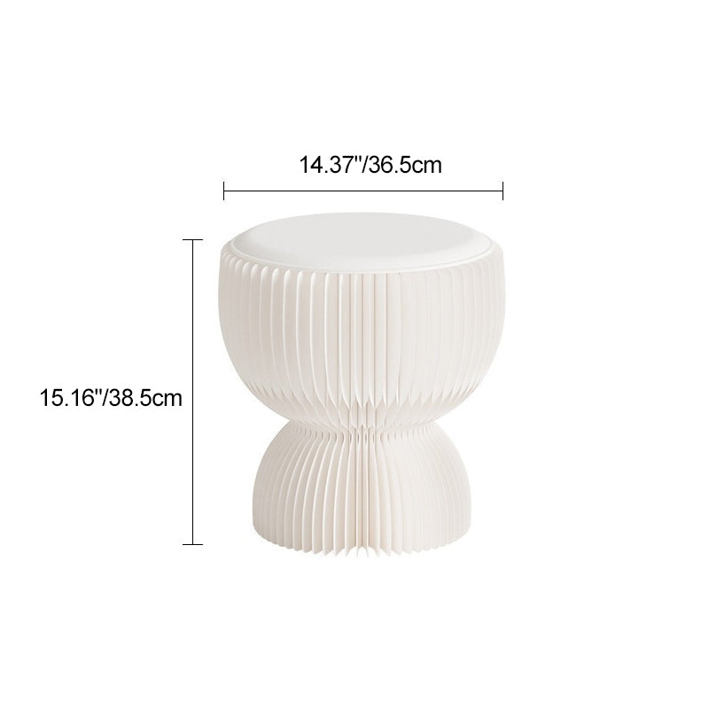Contemporary Creative PU Leather Kraft Paper Round Cylinder Foldable Low Stool For Bedroom &amp; Living Room