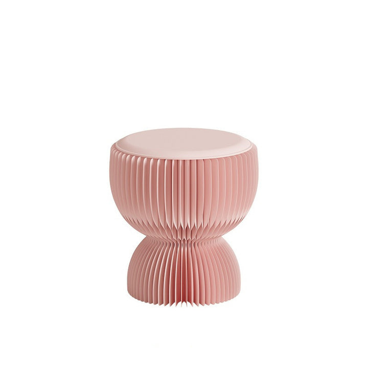 Contemporary Creative PU Leather Kraft Paper Round Cylinder Foldable Low Stool For Bedroom &amp; Living Room
