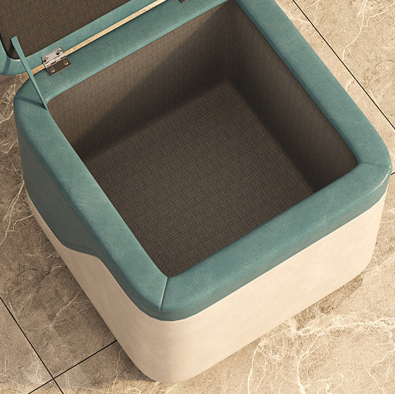 Modern Minimalist Synthetic Fabric Solid Wood Rounded Square Low Stool With Storage For Living Room