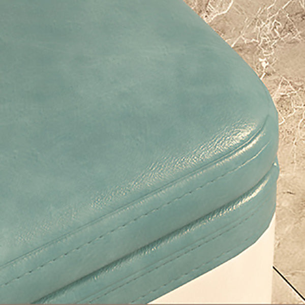 Modern Minimalist Synthetic Fabric Solid Wood Rounded Square Low Stool With Storage For Living Room