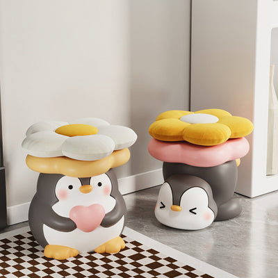 モダンアールデコ樹脂製ペンギン型フラワーロースツール、リビングルーム用 
