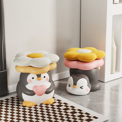 モダンアールデコ樹脂製ペンギン型フラワーロースツール、リビングルーム用 
