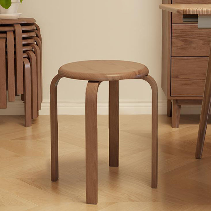 Moderner minimalistischer Massivholz-Rundstuhl für das Wohnzimmer 