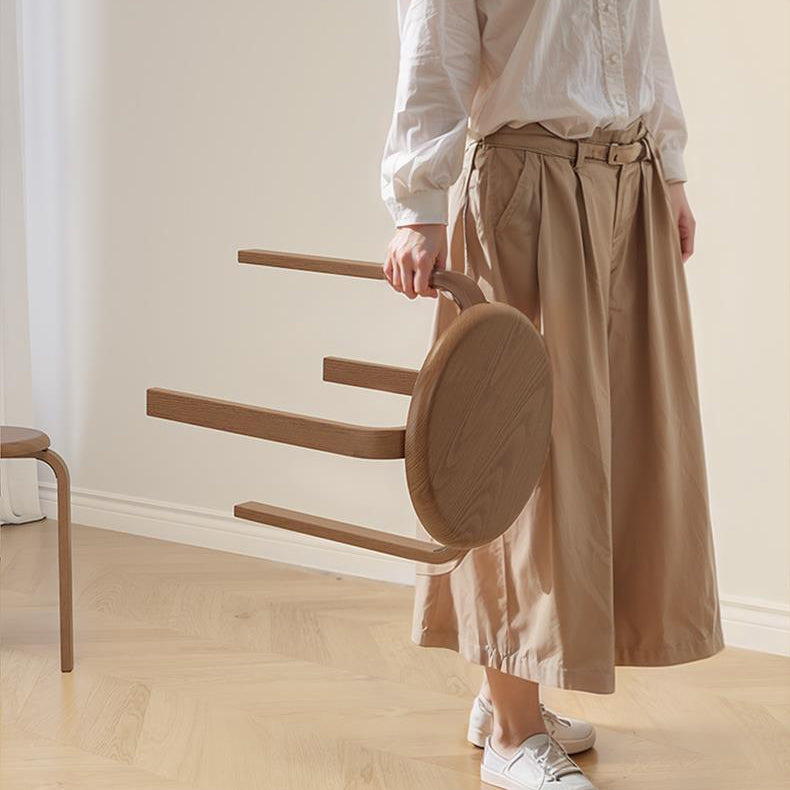 Moderner minimalistischer Massivholz-Rundstuhl für das Wohnzimmer 